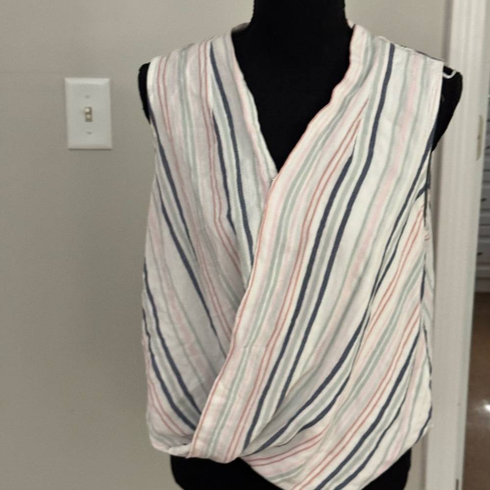 Liz Claiborne Striped Sleeveless Wrap Top size Medium